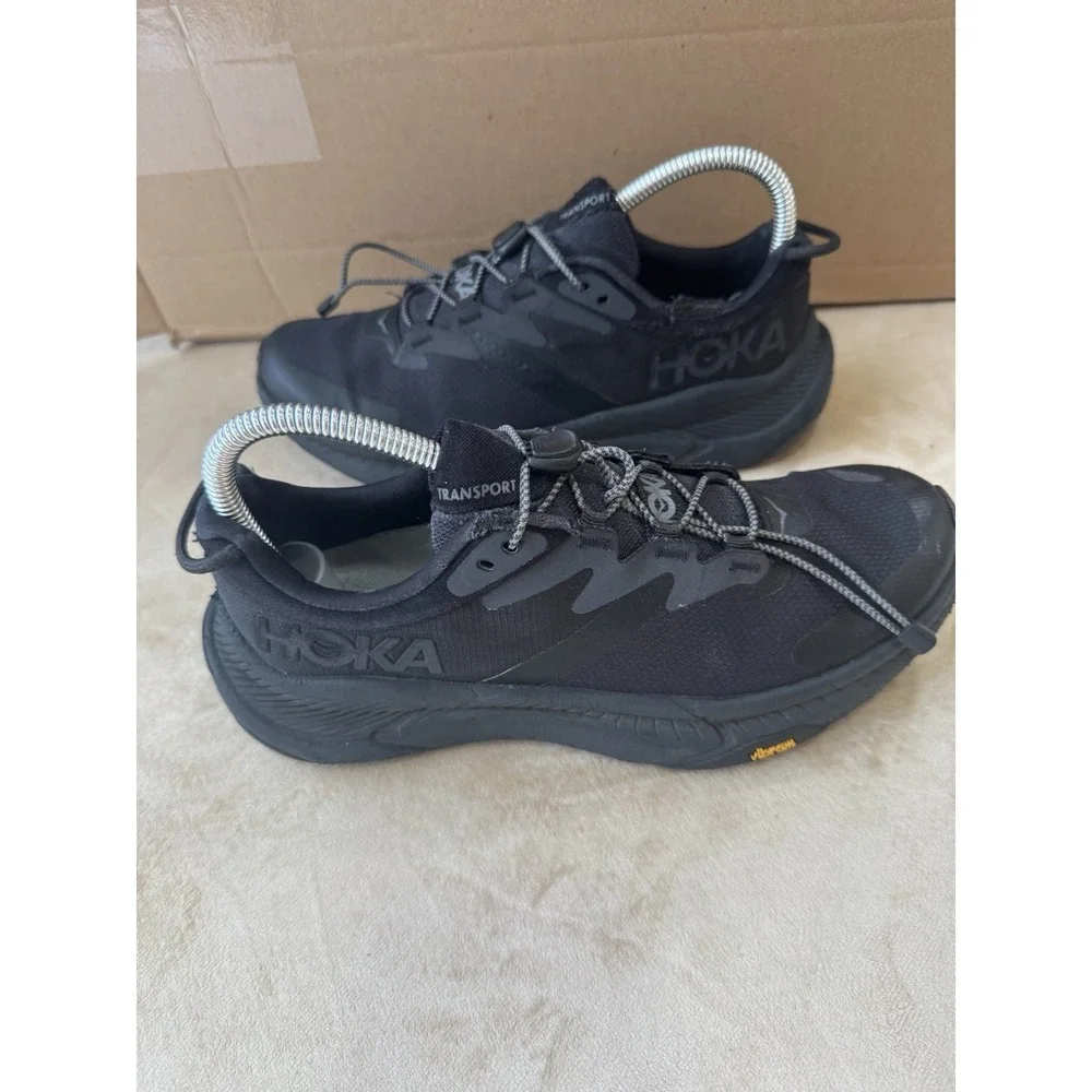 Hoka One One Transport Shoes Womens Size 7.5B Black Hiking Sneakers 1123154 BBLC